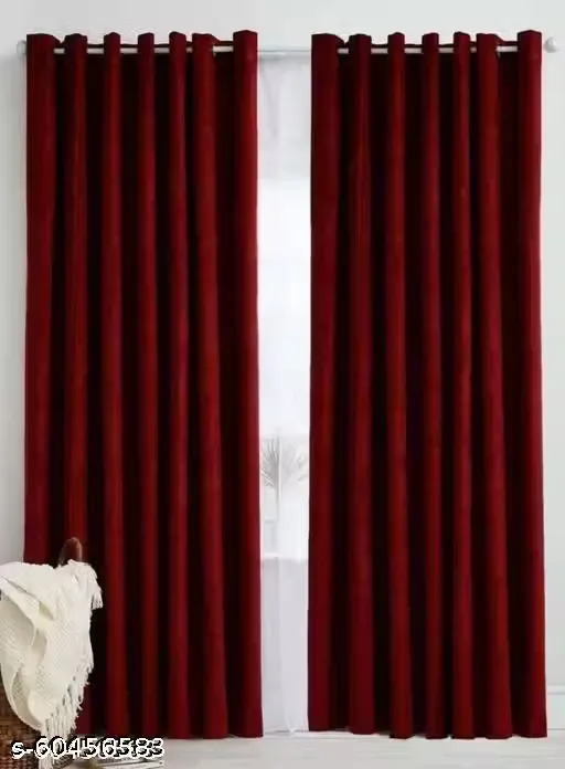 RAGSTONE 275 cm (4ft x 9ft) Polyester Long Door Curtain (MAROON color) (Pack Of 2)